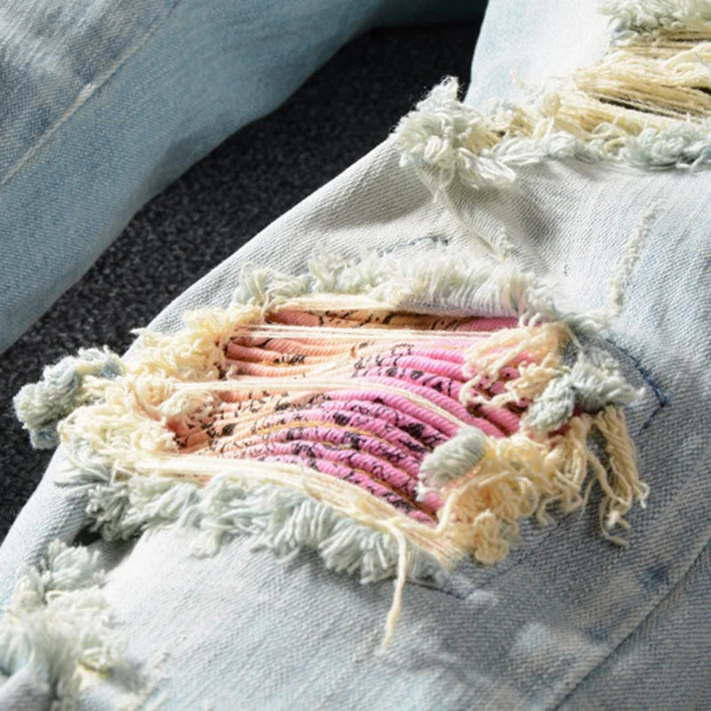 Pink Flowers Denim