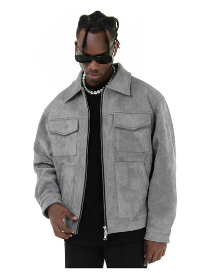 Suede Work Jacket - Gray