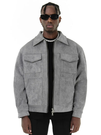 Suede Work Jacket - Gray